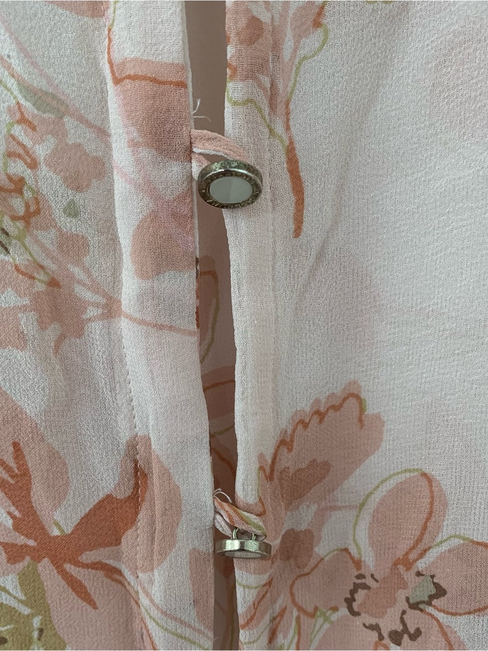 Spartina 449 Silk Floral Button Front Blouse Ruffle Feminine Sheer Size XL - Picture 5 of 10